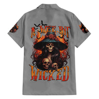 Witch Skull Family Matching Off Shoulder Long Sleeve Dress and Hawaiian Shirt A Wee Bit Wicked - Wonder Print Shop