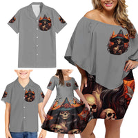 Witch Skull Family Matching Off Shoulder Short Dress and Hawaiian Shirt A Wee Bit Wicked - Wonder Print Shop