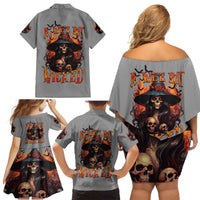 Witch Skull Family Matching Off Shoulder Short Dress and Hawaiian Shirt A Wee Bit Wicked - Wonder Print Shop