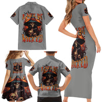 Witch Skull Family Matching Short Sleeve Bodycon Dress and Hawaiian Shirt A Wee Bit Wicked - Wonder Print Shop