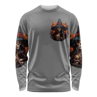 Witch Skull Long Sleeve Shirt A Wee Bit Wicked - Wonder Print Shop