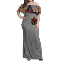 Witch Skull Off Shoulder Maxi Dress A Wee Bit Wicked - Wonder Print Shop