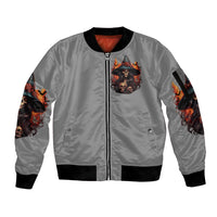 Witch Skull Sleeve Zip Bomber Jacket A Wee Bit Wicked - Wonder Print Shop