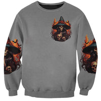 Witch Skull Sweatshirt A Wee Bit Wicked - Wonder Print Shop