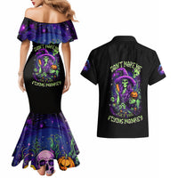 Witch Skull Couples Matching Mermaid Dress and Hawaiian Shirt Don't Make Me Get The Flying Monkey - Wonder Print Shop