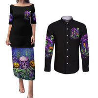 Witch Skull Couples Matching Puletasi Dress and Long Sleeve Button Shirt Don't Make Me Get The Flying Monkey - Wonder Print Shop