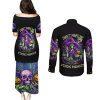 Witch Skull Couples Matching Puletasi Dress and Long Sleeve Button Shirt Don't Make Me Get The Flying Monkey - Wonder Print Shop