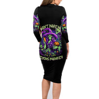 Witch Skull Family Matching Long Sleeve Bodycon Dress and Hawaiian Shirt Don't Make Me Get The Flying Monkey - Wonder Print Shop