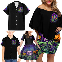 Witch Skull Family Matching Off Shoulder Short Dress and Hawaiian Shirt Don't Make Me Get The Flying Monkey - Wonder Print Shop
