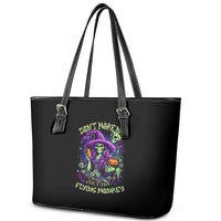 Witch Skull Leather Tote Bag Don't Make Me Get The Flying Monkey - Wonder Print Shop