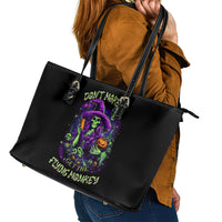 Witch Skull Leather Tote Bag Don't Make Me Get The Flying Monkey - Wonder Print Shop