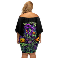 Witch Skull Off Shoulder Short Dress Don't Make Me Get The Flying Monkey - Wonder Print Shop