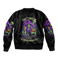 Witch Skull Sleeve Zip Bomber Jacket Don't Make Me Get The Flying Monkey - Wonder Print Shop