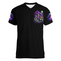 Witch Skull Women V Neck T Shirt Don't Make Me Get The Flying Monkey - Wonder Print Shop