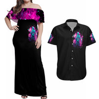 Witch Skull Couples Matching Off Shoulder Maxi Dress and Hawaiian Shirt Don't Be So Quick To Judge Me - Wonder Print Shop
