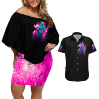 Witch Skull Couples Matching Off Shoulder Short Dress and Hawaiian Shirt Don't Be So Quick To Judge Me - Wonder Print Shop