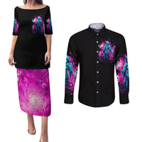 Witch Skull Couples Matching Puletasi Dress and Long Sleeve Button Shirt Don't Be So Quick To Judge Me - Wonder Print Shop