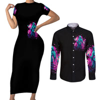 Witch Skull Couples Matching Short Sleeve Bodycon Dress and Long Sleeve Button Shirt Don't Be So Quick To Judge Me - Wonder Print Shop