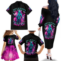 Witch Skull Family Matching Off Shoulder Long Sleeve Dress and Hawaiian Shirt Don't Be So Quick To Judge Me - Wonder Print Shop