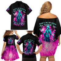 Witch Skull Family Matching Off Shoulder Short Dress and Hawaiian Shirt Don't Be So Quick To Judge Me - Wonder Print Shop