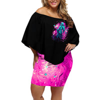 Witch Skull Family Matching Off Shoulder Short Dress and Hawaiian Shirt Don't Be So Quick To Judge Me - Wonder Print Shop