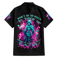 Witch Skull Family Matching Short Sleeve Bodycon Dress and Hawaiian Shirt Don't Be So Quick To Judge Me - Wonder Print Shop