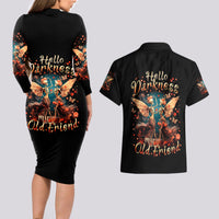 Fairy Skull Couples Matching Long Sleeve Bodycon Dress and Hawaiian Shirt Hello Darkness My Old Friend - Wonder Print Shop