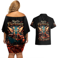 Fairy Skull Couples Matching Off Shoulder Short Dress and Hawaiian Shirt Hello Darkness My Old Friend - Wonder Print Shop