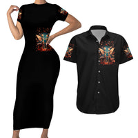 Fairy Skull Couples Matching Short Sleeve Bodycon Dress and Hawaiian Shirt Hello Darkness My Old Friend - Wonder Print Shop