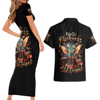 Fairy Skull Couples Matching Short Sleeve Bodycon Dress and Hawaiian Shirt Hello Darkness My Old Friend - Wonder Print Shop