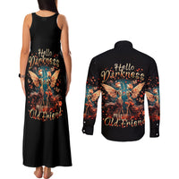 Fairy Skull Couples Matching Tank Maxi Dress and Long Sleeve Button Shirt Hello Darkness My Old Friend - Wonder Print Shop