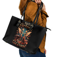 Fairy Skull Leather Tote Bag Hello Darkness My Old Friend - Wonder Print Shop