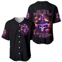Witch Skull Baseball Jersey Don't Try To Figure Me Out - Wonder Print Shop
