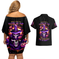 Witch Skull Couples Matching Off Shoulder Short Dress and Hawaiian Shirt Don't Try To Figure Me Out - Wonder Print Shop