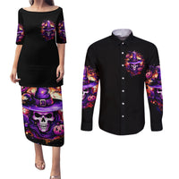 Witch Skull Couples Matching Puletasi Dress and Long Sleeve Button Shirt Don't Try To Figure Me Out - Wonder Print Shop