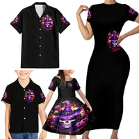 Witch Skull Family Matching Short Sleeve Bodycon Dress and Hawaiian Shirt Don't Try To Figure Me Out - Wonder Print Shop