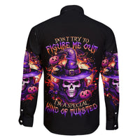 Witch Skull Family Matching Short Sleeve Bodycon Dress and Hawaiian Shirt Don't Try To Figure Me Out - Wonder Print Shop