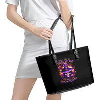 Witch Skull Leather Tote Bag Don't Try To Figure Me Out - Wonder Print Shop