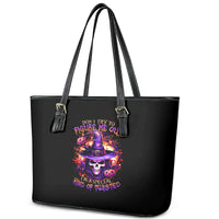 Witch Skull Leather Tote Bag Don't Try To Figure Me Out - Wonder Print Shop