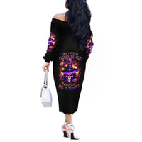 Witch Skull Off The Shoulder Long Sleeve Dress Don't Try To Figure Me Out - Wonder Print Shop