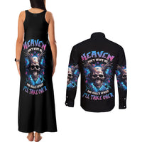 Wings Skull Couples Matching Tank Maxi Dress and Long Sleeve Button Shirt Heaven Don't Want Me Hell Afraid I Take Over - Wonder Print Shop