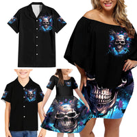 Wings Skull Family Matching Off Shoulder Short Dress and Hawaiian Shirt Heaven Don't Want Me Hell Afraid I Take Over - Wonder Print Shop