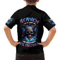 Wings Skull Kid Hawaiian Shirt Heaven Don't Want Me Hell Afraid I Take Over - Wonder Print Shop