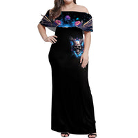 Wings Skull Off Shoulder Maxi Dress Heaven Don't Want Me Hell Afraid I Take Over - Wonder Print Shop