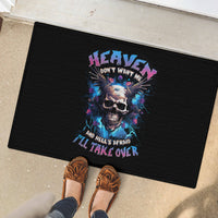 Wings Skull Rubber Doormat Heaven Don't Want Me Hell Afraid I Take Over - Wonder Print Shop