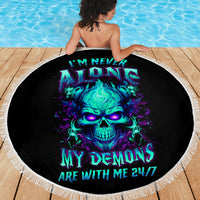 Flame Skull Beach Blanket I'm Never Alone My Demons With Me 24/7 - Wonder Print Shop