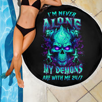 Flame Skull Beach Blanket I'm Never Alone My Demons With Me 24/7 - Wonder Print Shop