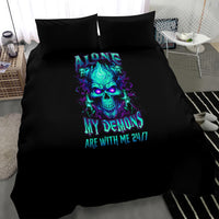 Flame Skull Bedding Set I'm Never Alone My Demons With Me 24/7 - Wonder Print Shop