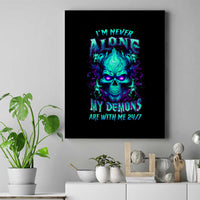 Flame Skull Canvas Wall Art I'm Never Alone My Demons With Me 24/7 - Wonder Print Shop