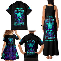 Flame Skull Family Matching Tank Maxi Dress and Hawaiian Shirt I'm Never Alone My Demons With Me 24/7 - Wonder Print Shop